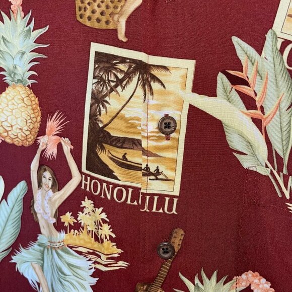 Reyn Spooner Mens Shirt Red Size Small Vintage Honolulu Hula Pineapple Print - Picture 8 of 9